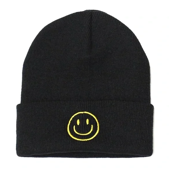 Unisex Smiley Face Knit Beanie - Picture 1 of 4